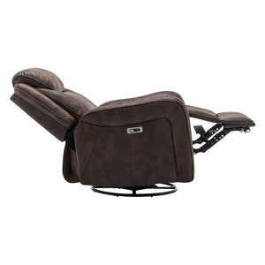 Fauteuil berçant, pivotant motorisé aspect cuir brun avec ports USB intégrés