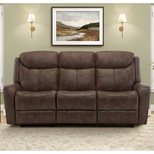 Sofa motorisé aspect cuir brun avec ports USB intégrés