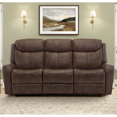 Sofa motorisé aspect cuir brun avec ports USB intégrés
