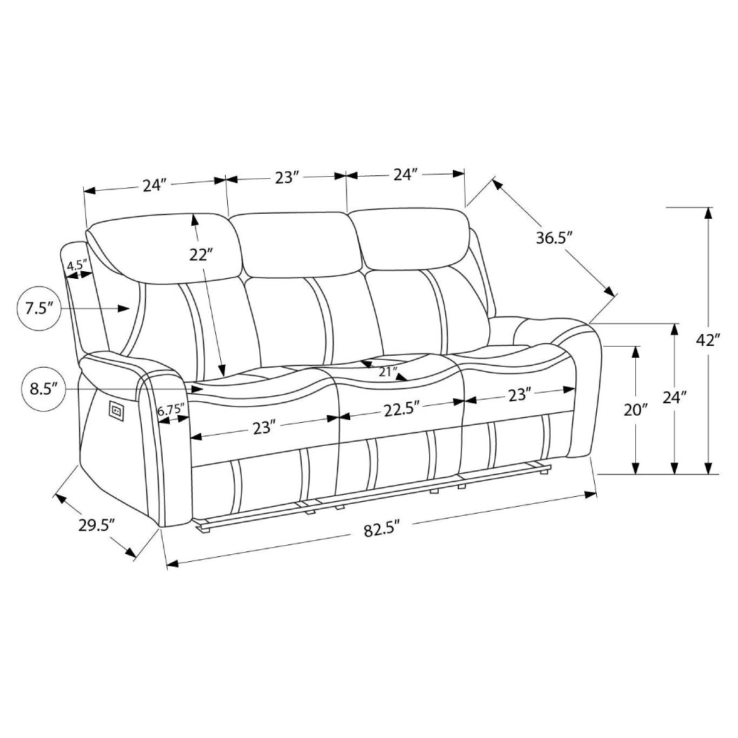 Sofa motorisé aspect cuir brun avec ports USB intégrés