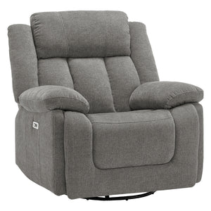 Fauteuil berçant, pivotant et motorisé en tissu avec port USB intégré