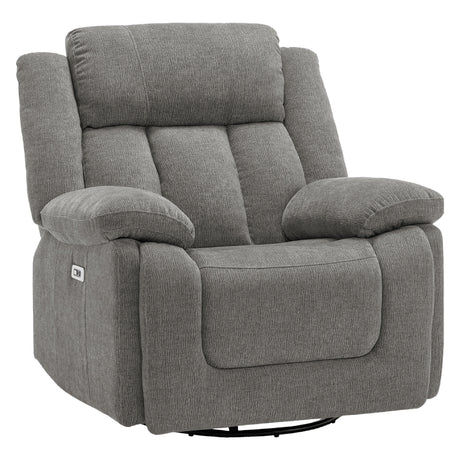 Fauteuil berçant, pivotant et motorisé en tissu avec port USB intégré