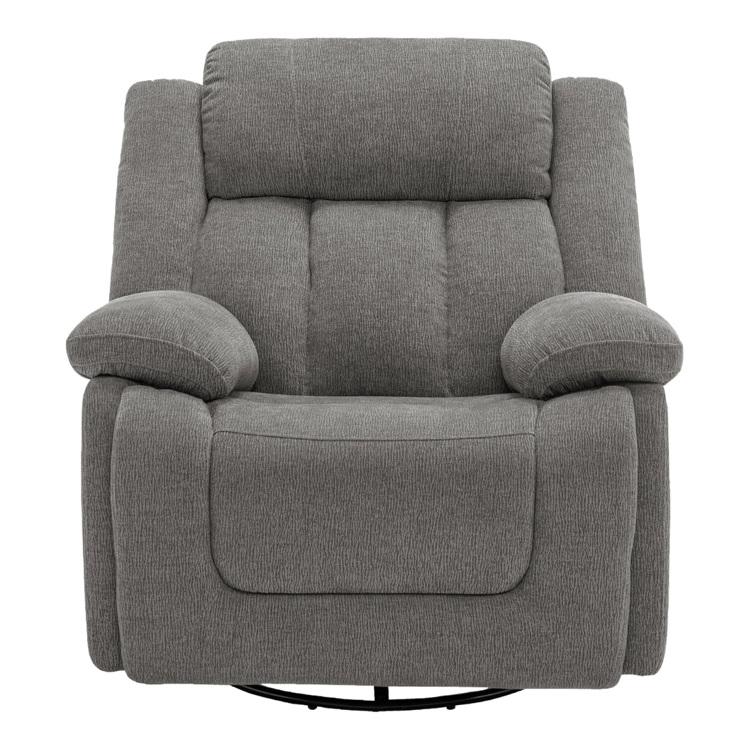 Fauteuil berçant, pivotant et motorisé en tissu avec port USB intégré