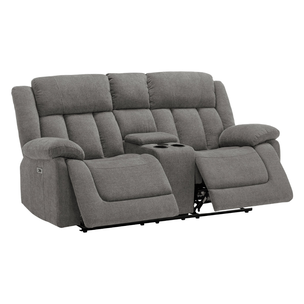 Causeuse motorisée en tissu avec console et ports USB intégrés
