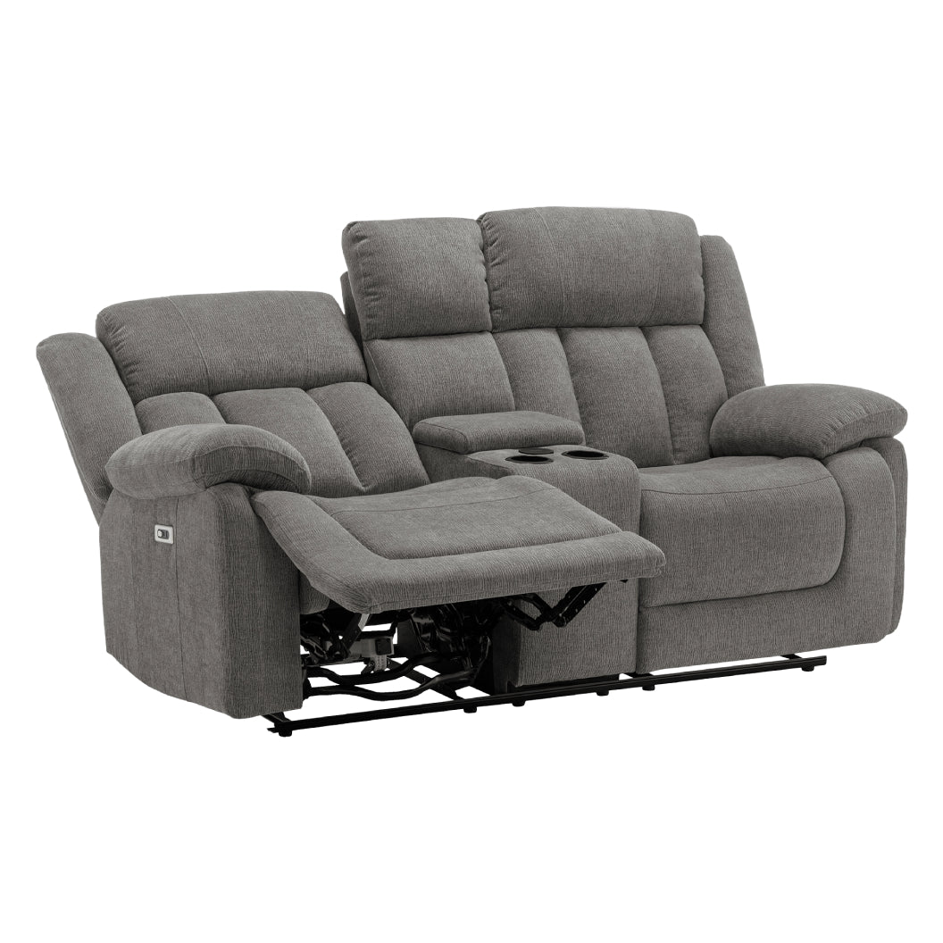 Causeuse motorisée en tissu avec console et ports USB intégrés