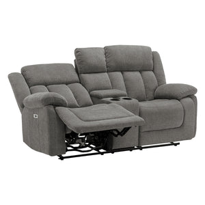 Causeuse motorisée en tissu avec console et ports USB intégrés