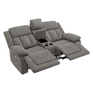 Causeuse motorisée en tissu avec console et ports USB intégrés