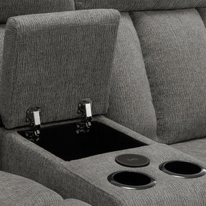 Causeuse motorisée en tissu avec console et ports USB intégrés