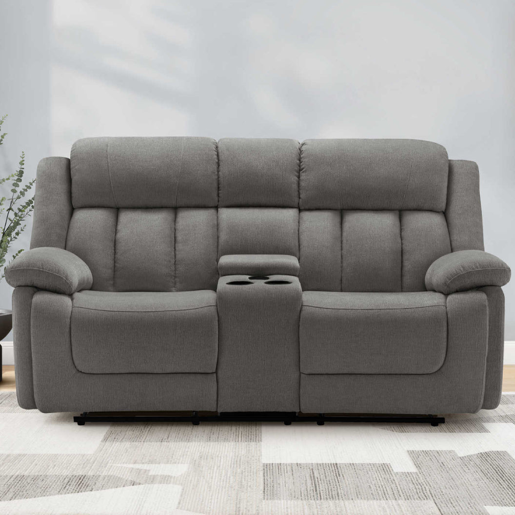 Causeuse motorisée en tissu avec console et ports USB intégrés