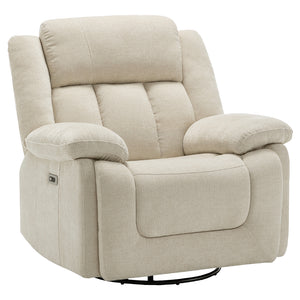 Fauteuil berçant, pivotant et motorisé en tissu avec port USB intégré