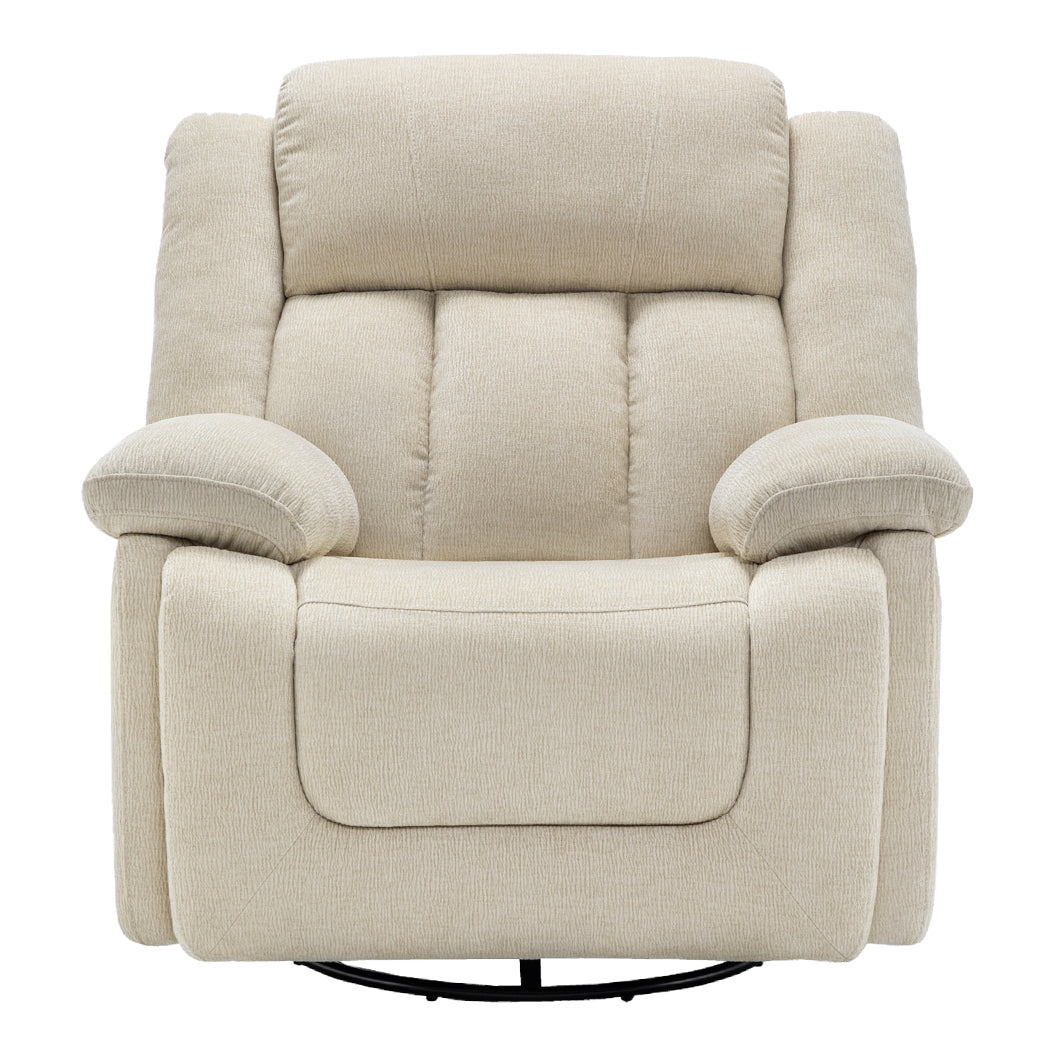 Fauteuil berçant, pivotant et motorisé en tissu avec port USB intégré