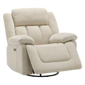 Fauteuil berçant, pivotant et motorisé en tissu avec port USB intégré