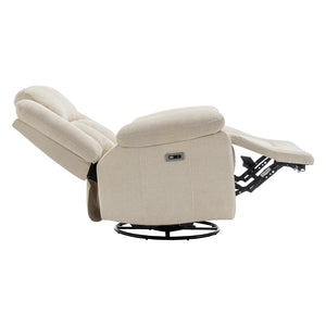 Fauteuil berçant, pivotant et motorisé en tissu avec port USB intégré