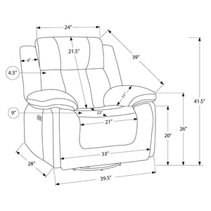 Fauteuil berçant, pivotant et motorisé en tissu avec port USB intégré