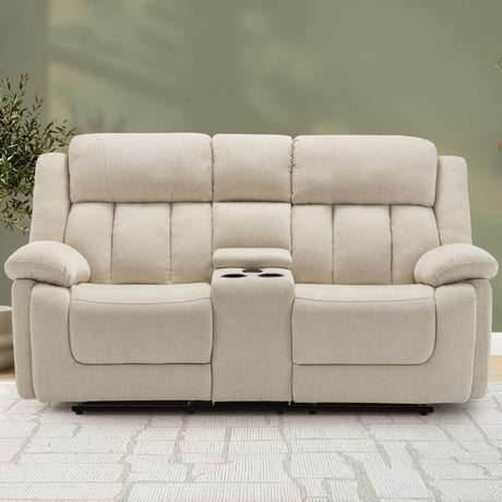 Causeuse motorisée en tissu avec console et ports USB intégrés