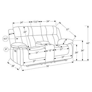 Causeuse motorisée en tissu avec console et ports USB intégrés
