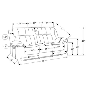 Sofa motorisé en tissu avec ports USB intégrés