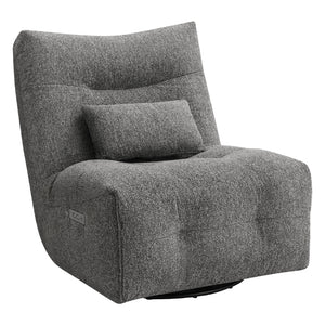 Fauteuil berçant, pivotant et motorisé en tissu avec massage chauffant et port USB intégré