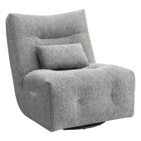 Fauteuil berçant, pivotant et motorisé en tissu avec massage chauffant et port USB intégré