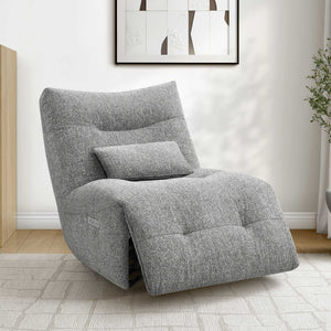 Fauteuil berçant, pivotant et motorisé en tissu avec massage chauffant et port USB intégré