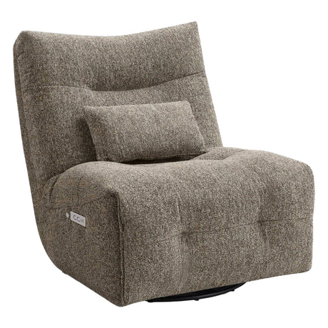Fauteuil berçant, pivotant et motorisé en tissu avec massage chauffant et port USB intégré