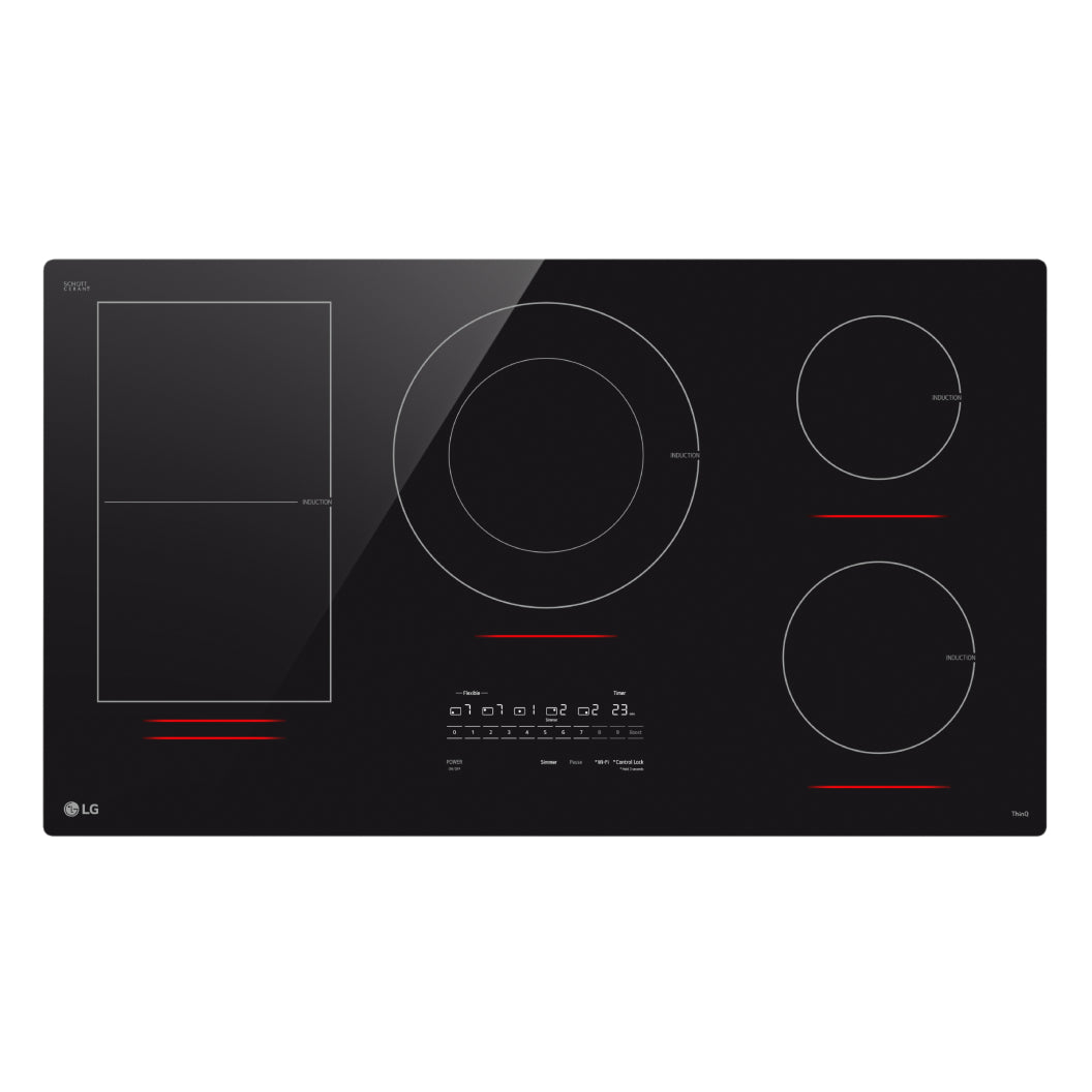 Plaque de cuisson à induction 36 po, Noir à 5 zones avec UltraHeat™ & SmoothTouch®