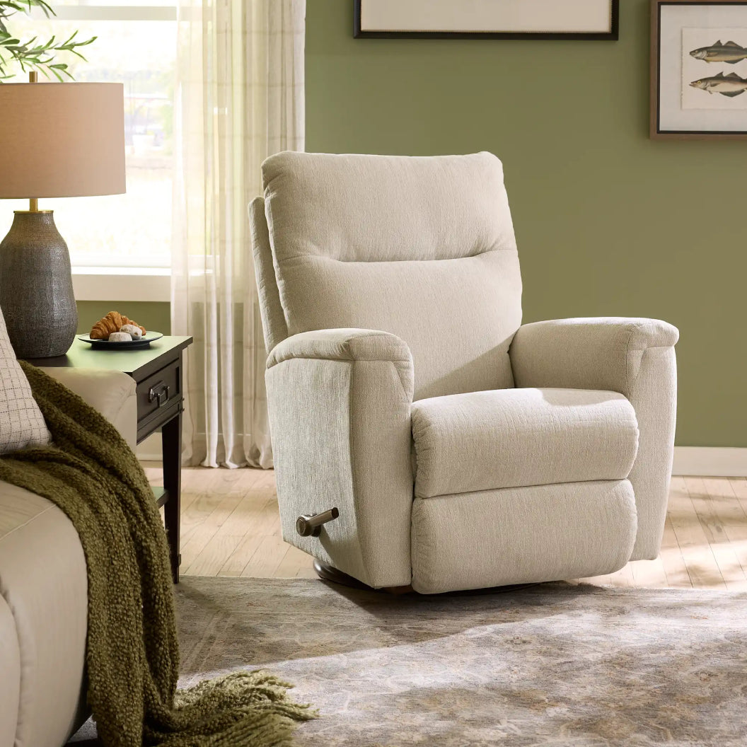 Fauteuil berçant et inclinable en cuir beige pâle - Norton