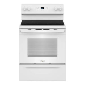Cuisinière électrique 30 po, 5,3 pi³ Blanc avec Éléments FlexHeat™ et Sans préchauffage