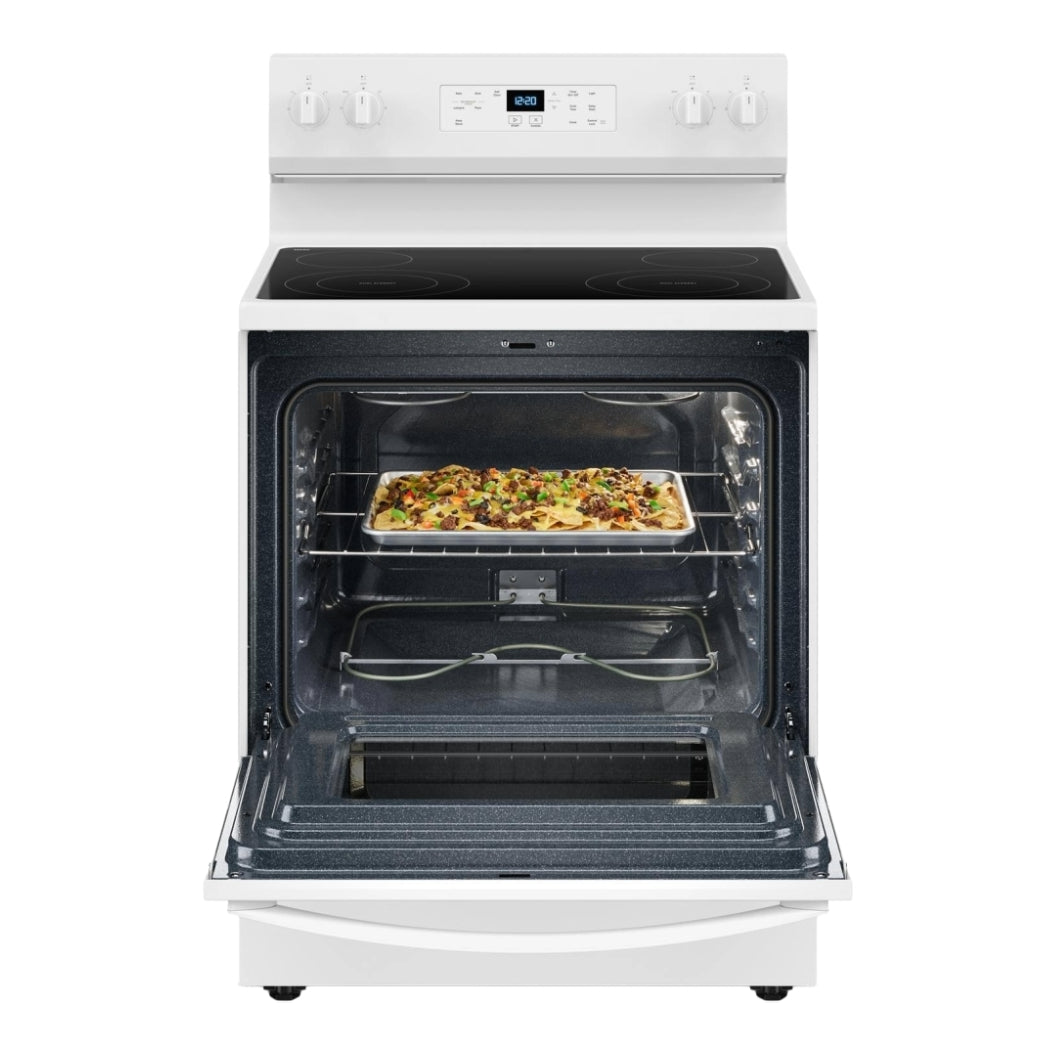 Cuisinière électrique 30 po, 5,3 pi³ Blanc avec Éléments FlexHeat™ et Sans préchauffage