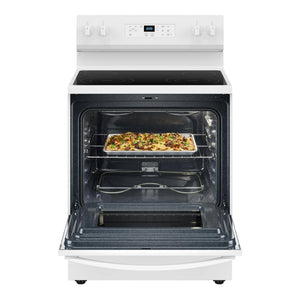 Cuisinière électrique 30 po, 5,3 pi³ Blanc avec Éléments FlexHeat™ et Sans préchauffage