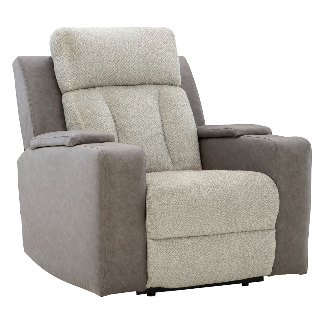 Fauteuil inclinable motorisé en tissu/aspect cuir gris avec lombaire chauffant et massant - Branthorpe