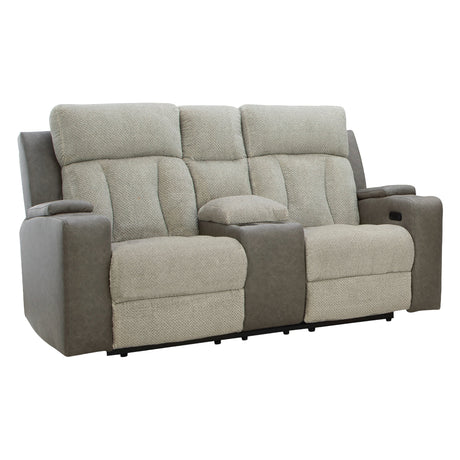 Causeuse inclinable motorisée en tissu/aspect cuir gris avec console, lombaire chauffant et massant - Branthorpe