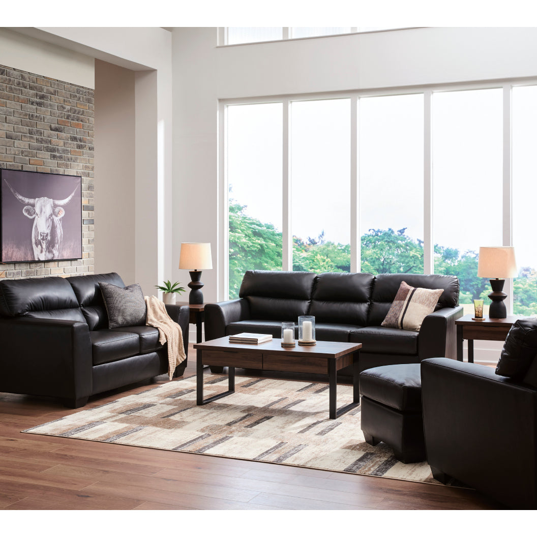 Ottoman aspect cuir noir - Glennbre