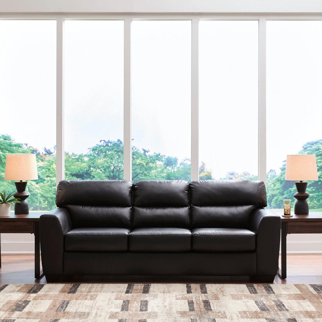 Sofa aspect cuir noir - Glennbre