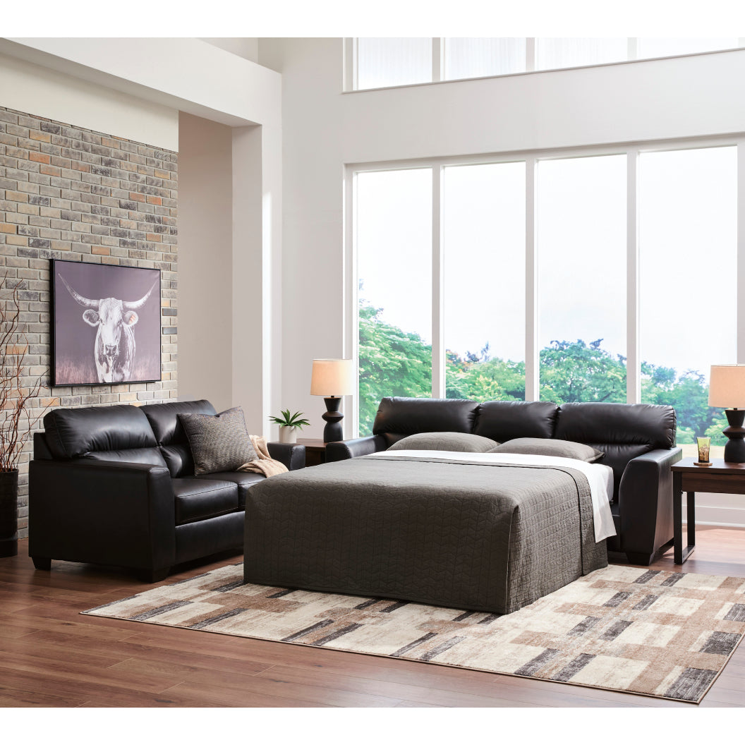 Sofa-lit aspect cuir noir avec matelas 60 po - Glennbre