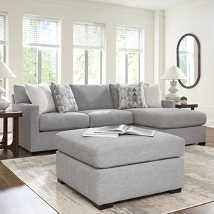 Ottoman surdimensionné en tissu gris étain - UrbanCrest