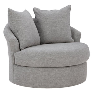 Fauteuil d'appoint pivotant en tissu gris étain avec coussins - UrbanCrest