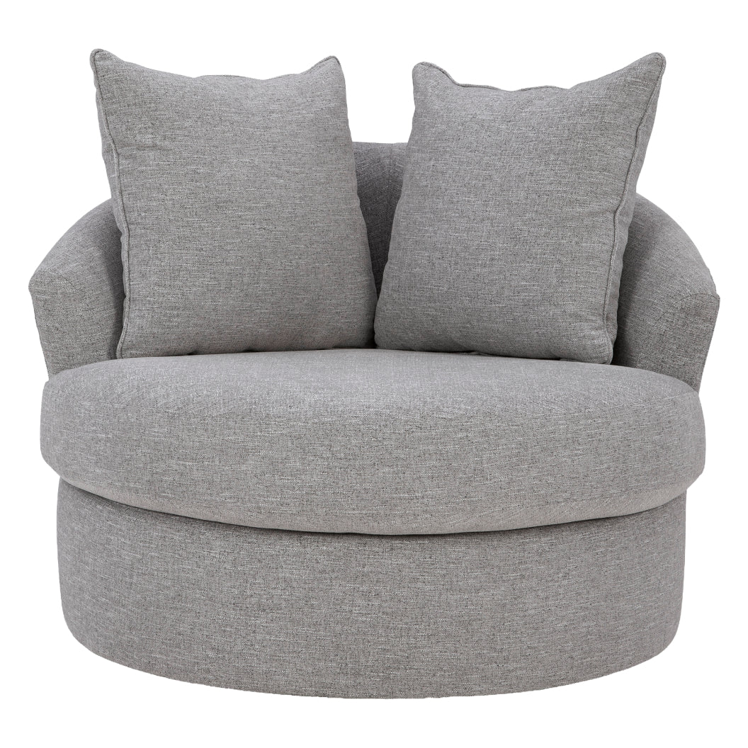 Fauteuil d'appoint pivotant en tissu gris étain avec coussins - UrbanCrest