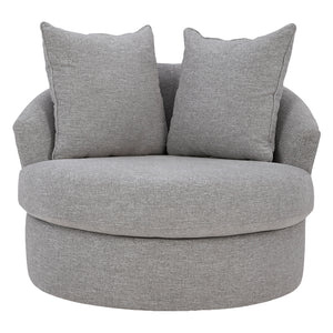Fauteuil d'appoint pivotant en tissu gris étain avec coussins - UrbanCrest