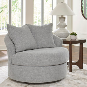Fauteuil d'appoint pivotant en tissu gris étain avec coussins - UrbanCrest