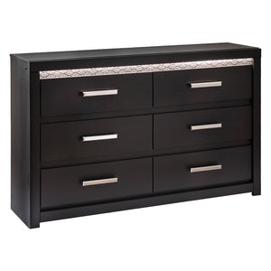 Bureau à 6 tiroirs en bois/MDF noir avec éclairage DEL intégré - Shoralli