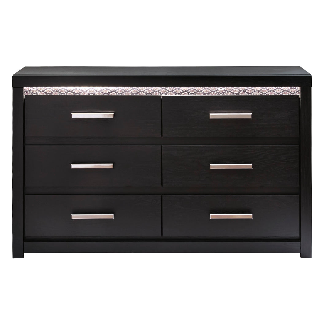 Bureau à 6 tiroirs en bois/MDF noir avec éclairage DEL intégré - Shoralli