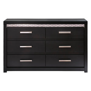 Bureau à 6 tiroirs en bois/MDF noir avec éclairage DEL intégré - Shoralli