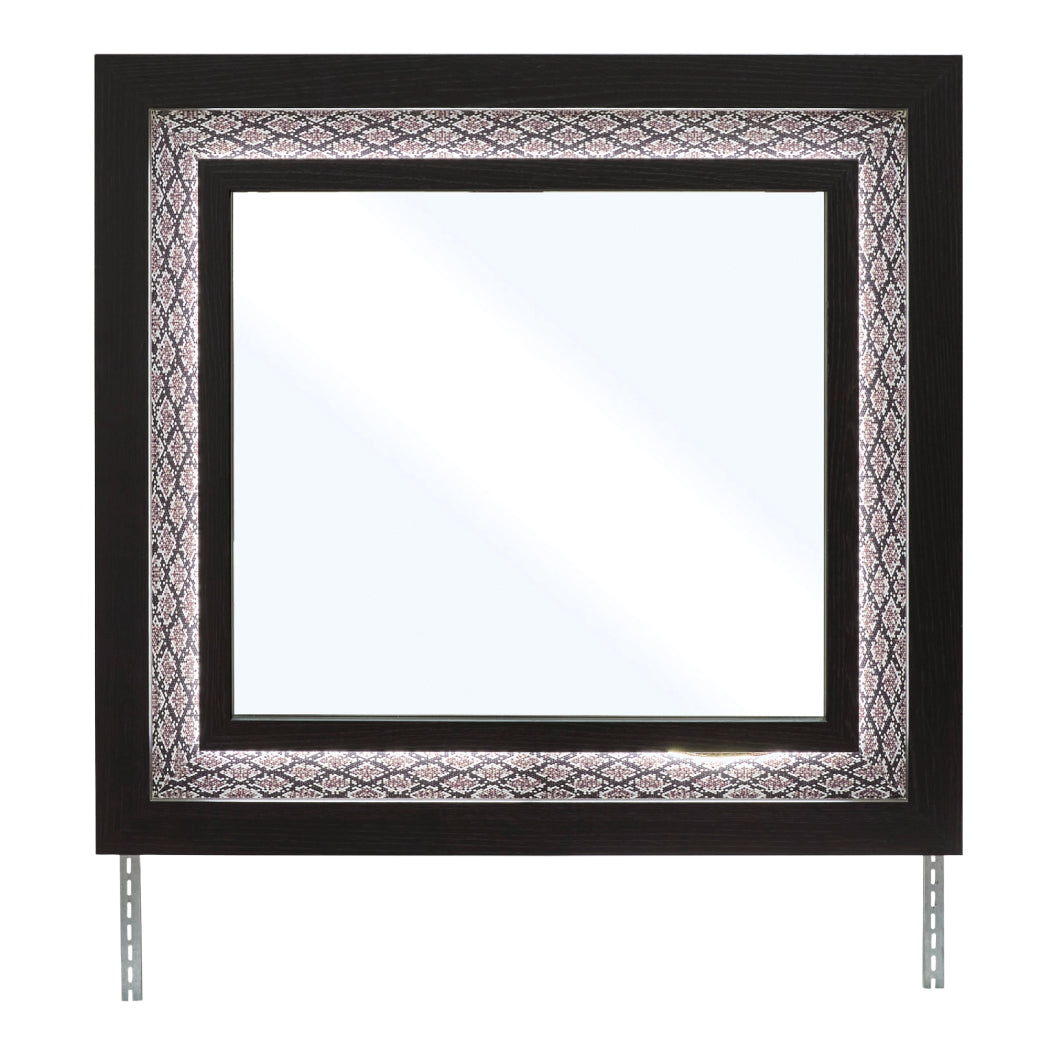 Miroir de bureau en bois/MDF noir avec éclairage DEL intégré - Shoralli