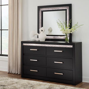 Miroir de bureau en bois/MDF noir avec éclairage DEL intégré - Shoralli