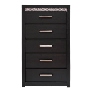 Commode à 5 tiroirs en bois/MDF noir avec éclairage DEL intégré - Shoralli