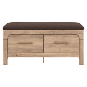 Banc de rangement en tissu brun et en bois/MDF tan avec 2 tiroirs - Kinlanni