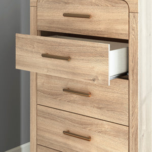 Commode à 5 tiroirs en bois/MDF tan - Kinlanni
