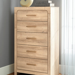 Commode à 5 tiroirs en bois/MDF tan - Kinlanni