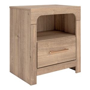 Table de chevet à 1 tiroir en bois/MDF tan avec ports USB intégrés - Kinlanni